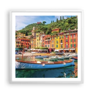 Plakát v bílém rámu - Italské dopoledne - 60x60 cm