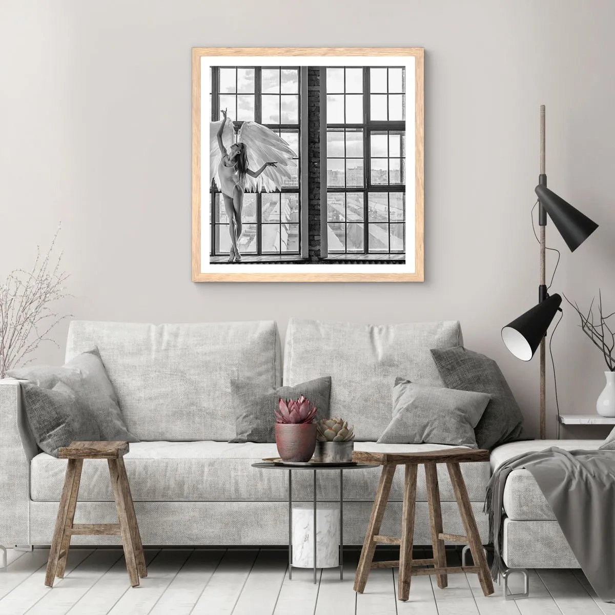 Plakát v rámu světlý dub - Město andělů? - 60x60 cm