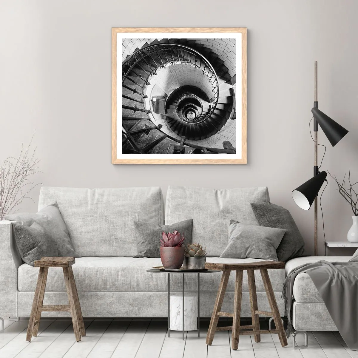 Plakát v rámu světlý dub - Jen výš a výš - 60x60 cm
