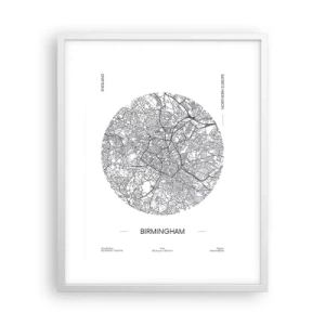 Plakát v bílém rámu - Anatomie Birminghamu - 40x50 cm