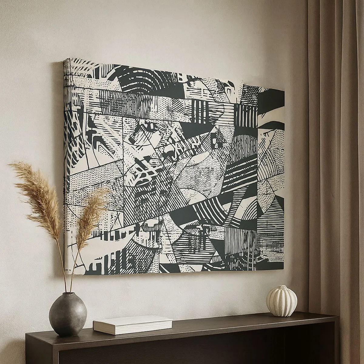 Obraz na plátně - Geometrické abstraktní vzory v odstínech zelené na světlém pozadí - 70x50cm - Dynamika současnosti - Moderní nástěnná dekorace do obývacího pokoje a ložnice ARTTOR