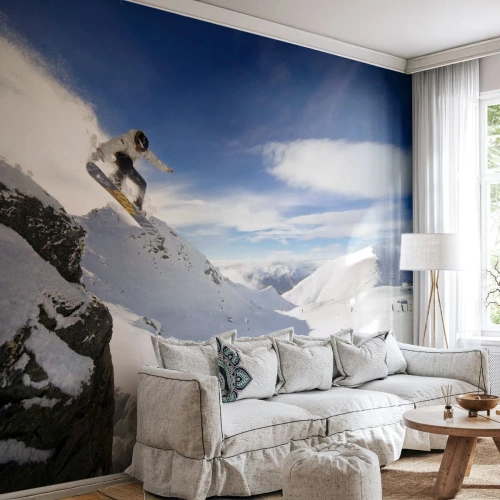 Fototapeta Samolepicí Deluxe Sticker - Svoboda bez hranic - Snowboarding, Krajina, hory - 350x256 cm