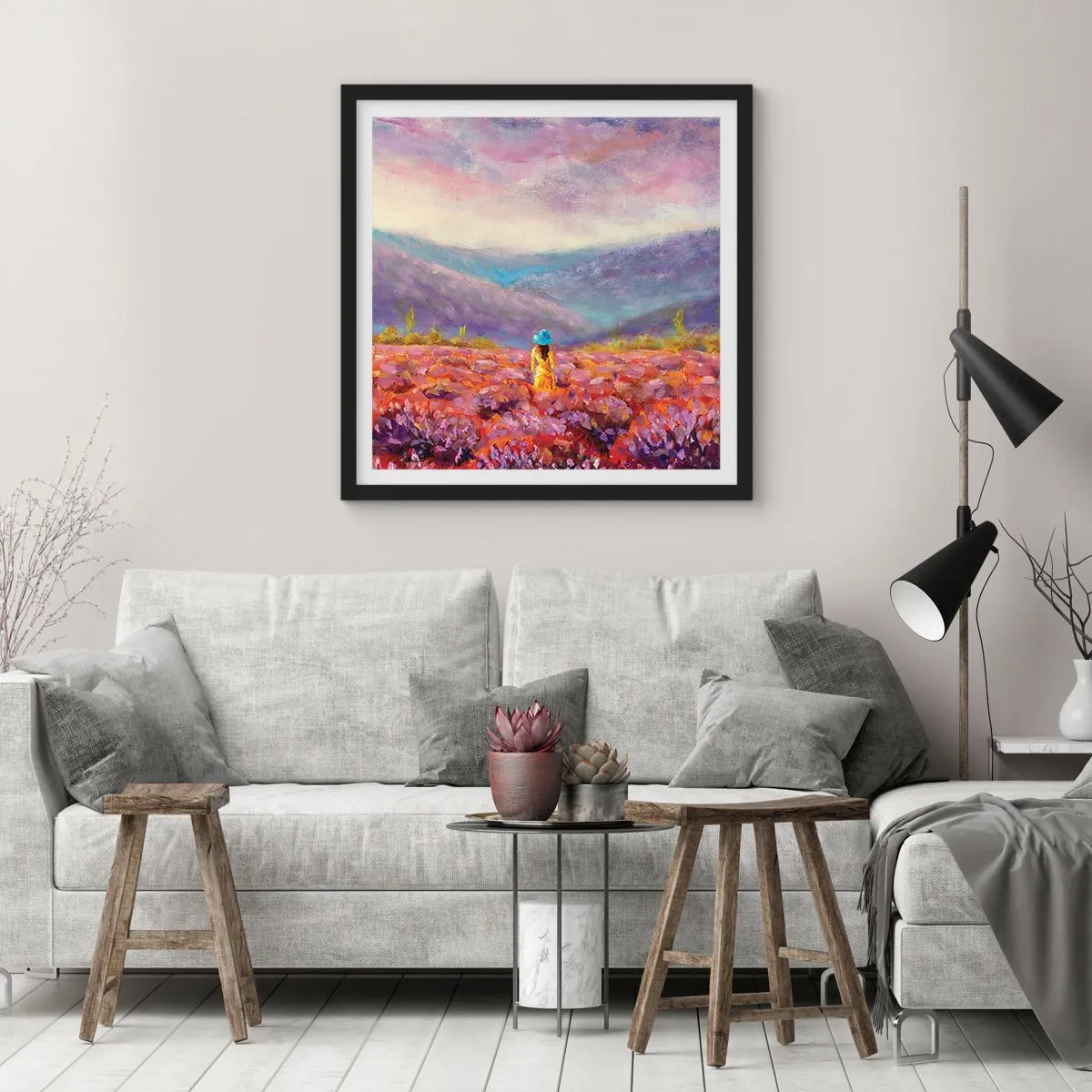 Plakát v černém rámu - V levandulovém světě - 30x30 cm