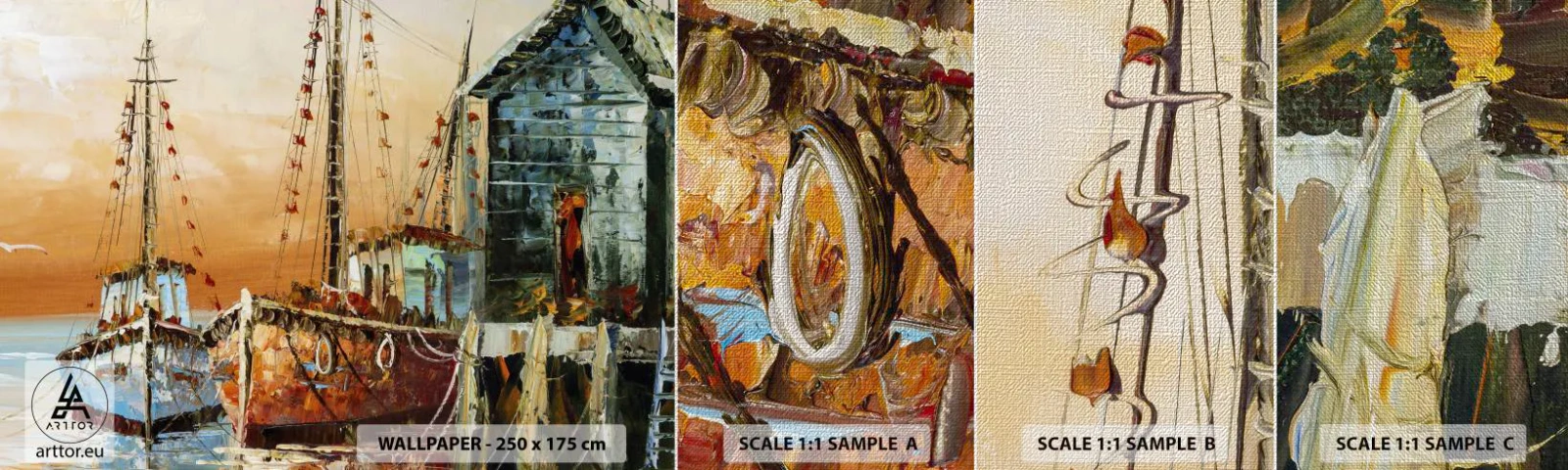 Vzor Fototapety Premium Canvas - Klidný návrat - Rybářská loď, Rybářský přístav, Kus - 100x30 cm