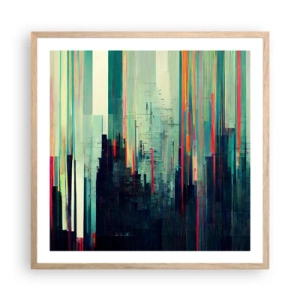 Plakát v rámu světlý dub - Futuristické město - 60x60 cm