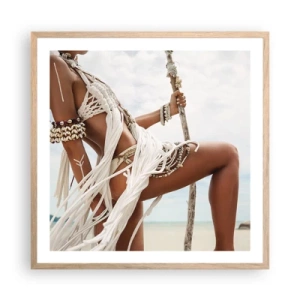 Plakát v rámu světlý dub - Kněžka slunce - 60x60 cm