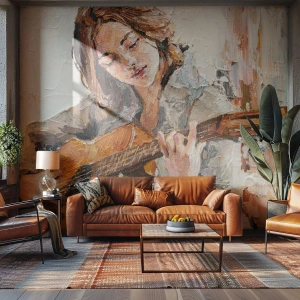 Fototapeta Premium Canvas - Koncert pro kytaru a dívčí srdce - Kytara, Hudba, Dívka - 500x350 cm