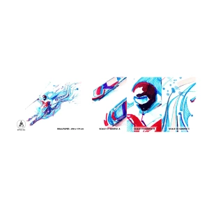 Fototapeta Vzorek Standard Eco - Šílený spěch k radosti - Abstrakce, Lyže, Lyžař - 100x30 cm