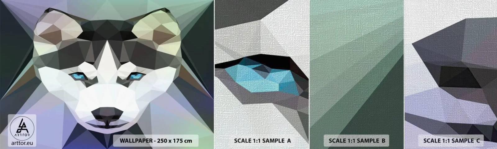 Vzor Fototapety Premium Canvas - Vzpomínka na sníh na severu - Abstrakce, Zvířata, Vlk - 100x30 cm