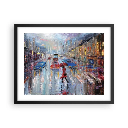 Plakát v černém rámu - Deštivé odpoledne ve městě - 50x40 cm