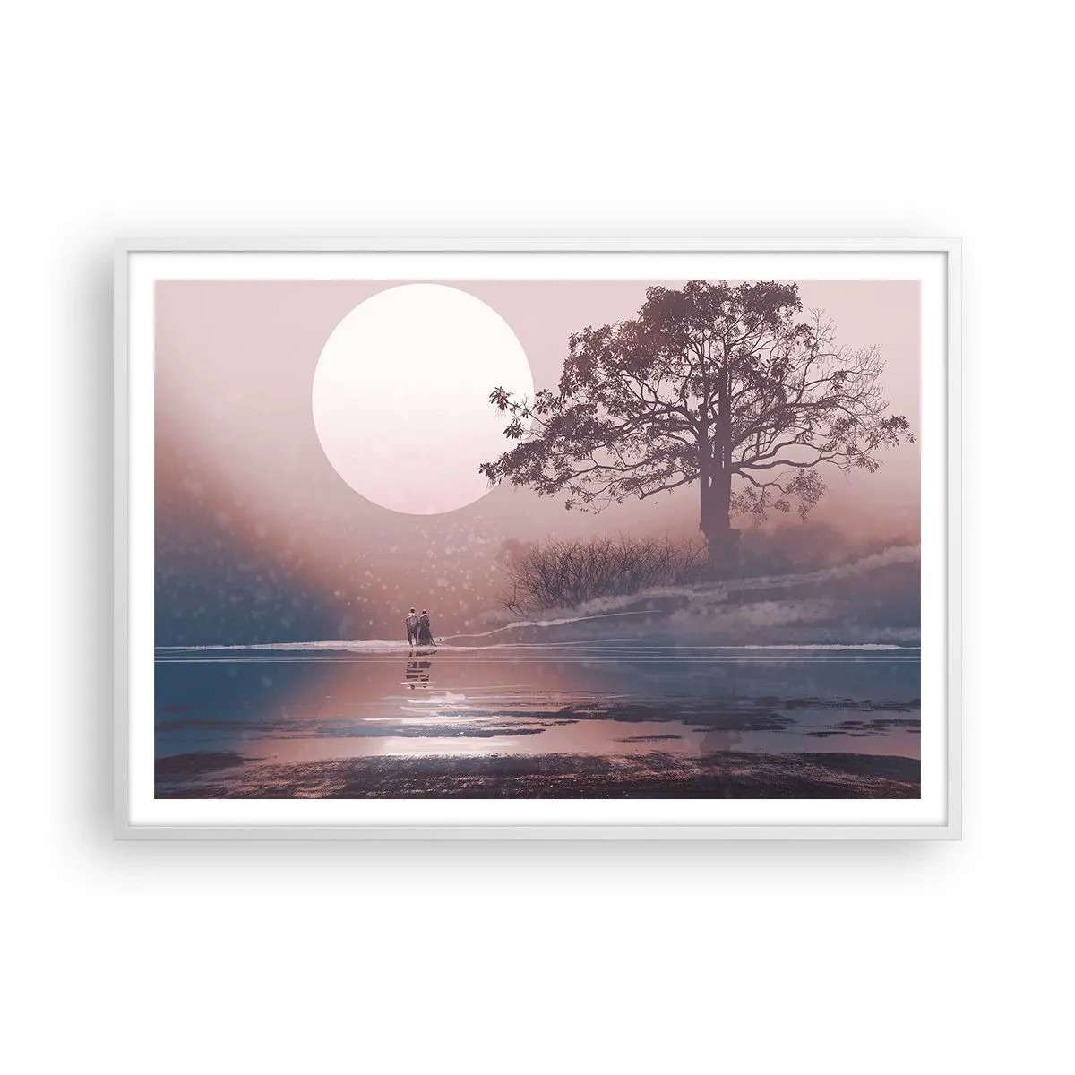 Plakát v bílém rámu - Noční zázraky - 100x70 cm