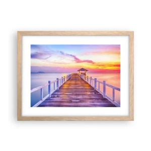 Plakát v rámu světlý dub - Liliově-zlaté ticho večera - 40x30 cm