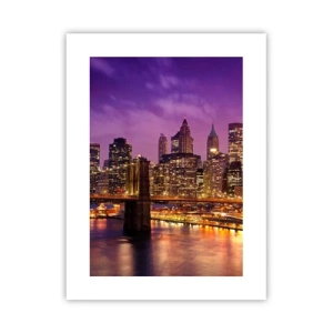 Plakát - Fialovo-zlatý Manhattan - 30x40 cm