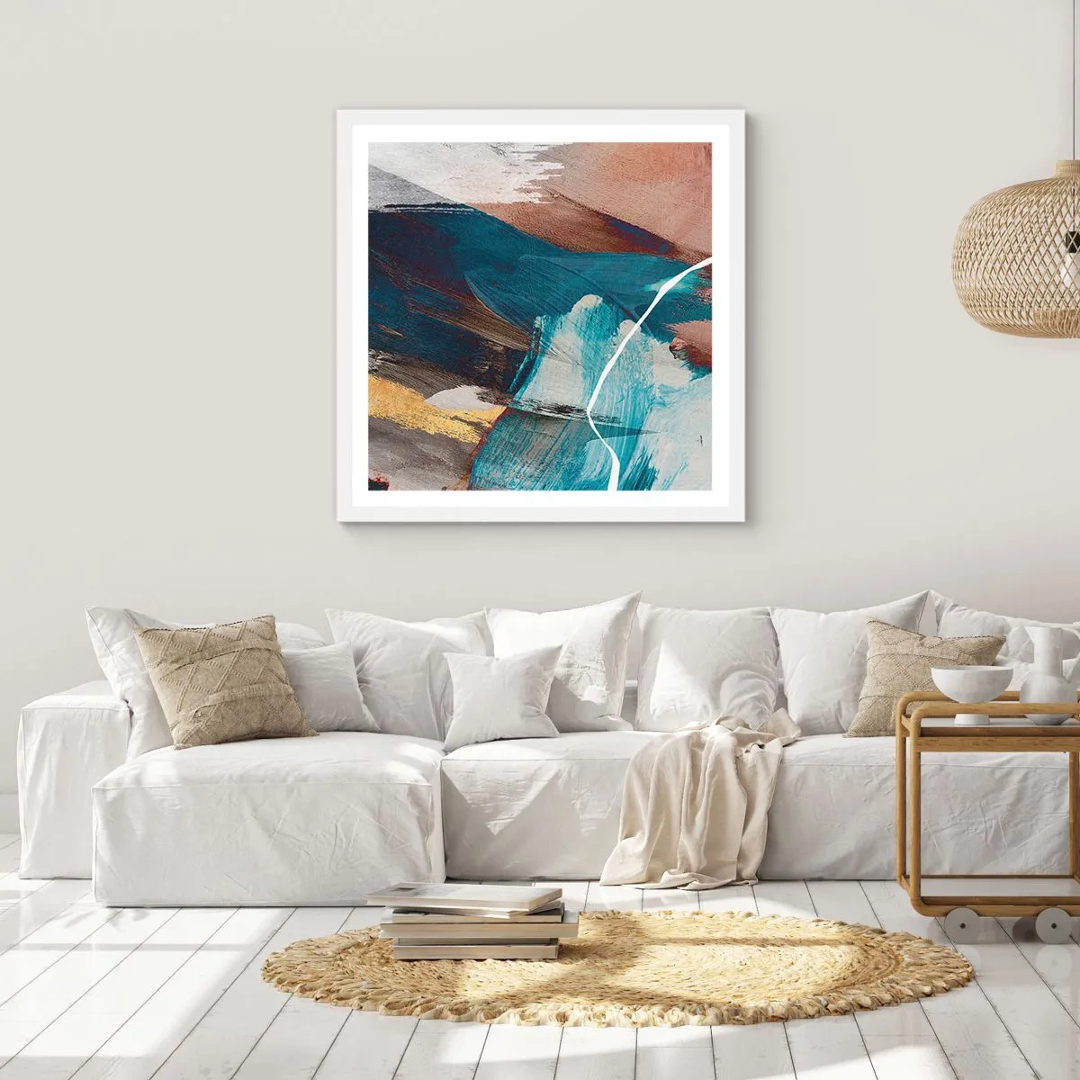 Plakát v bílém rámu - Na plno a s energií - 40x40 cm