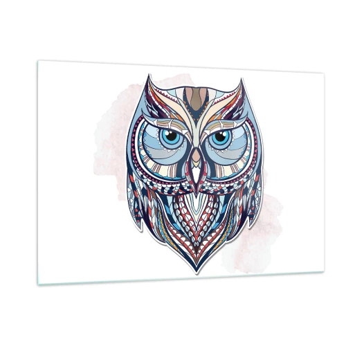 Obraz na skle - Umělecká ozdobná sova - 120x80 cm