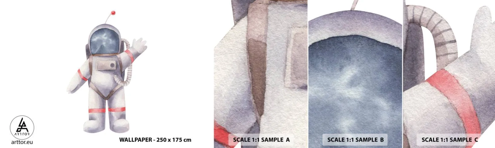 Vzor Fototapety Samolepicí Deluxe Sticker - Tak zatím! - Astronaut, Dětské, Minimalismus - 100x30 cm