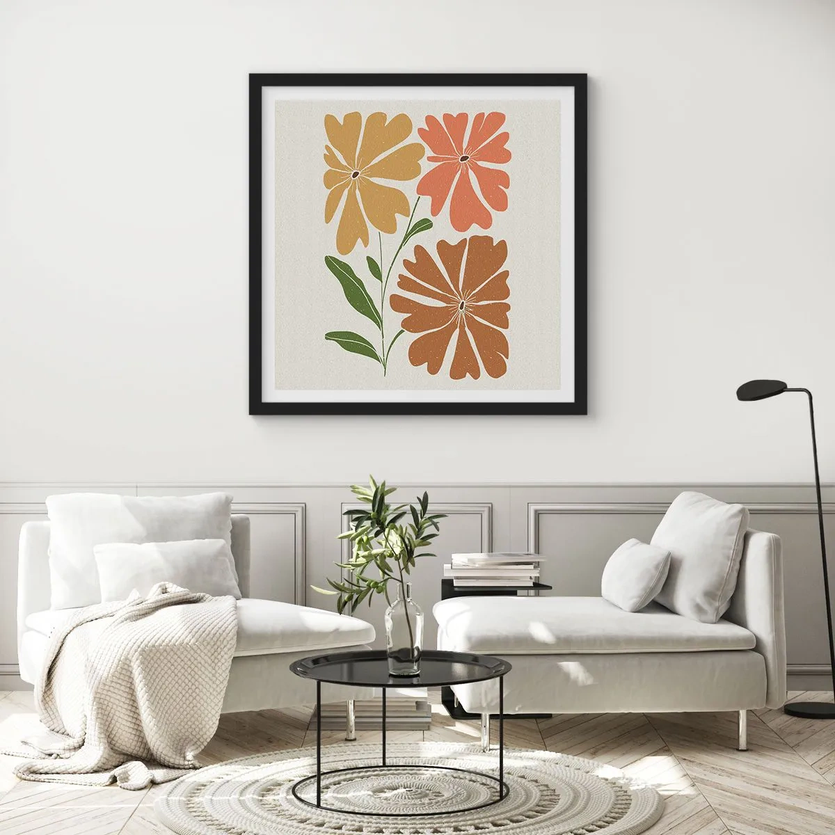 Plakát v černém rámu - Příroda a geometrie - 40x40 cm