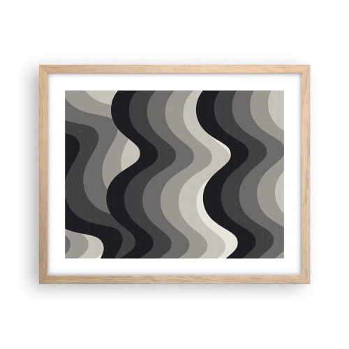 Plakát v rámu světlý dub - Vlna za vlnou - 50x40 cm