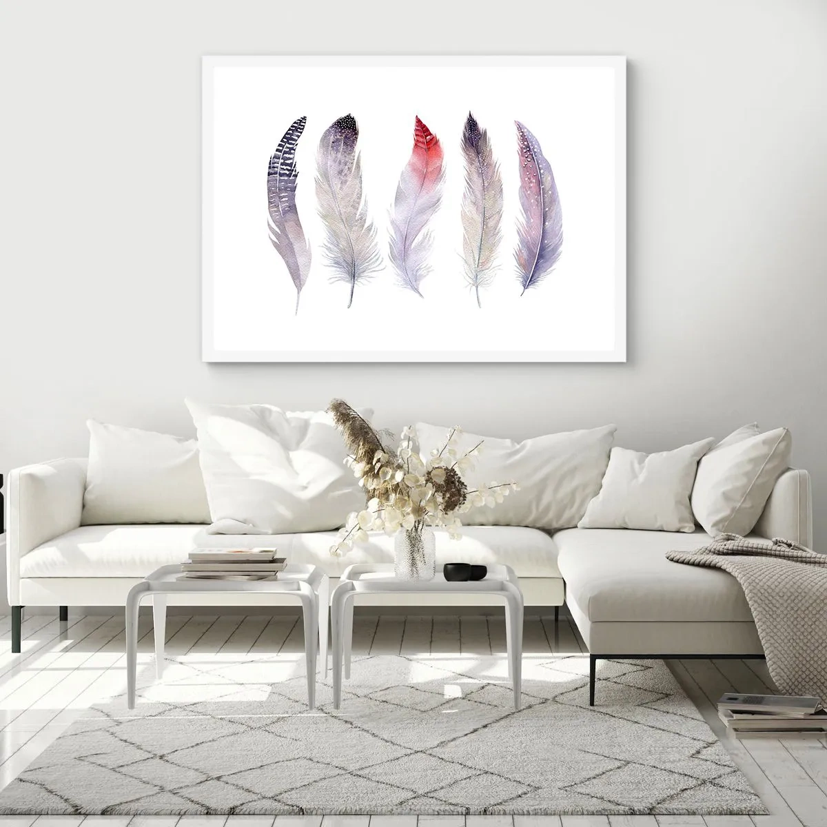 Plakát v bílém rámu - Jemné jako různobarevná mlha - 91x61 cm