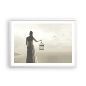 Plakát v bílém rámu - Buď svobodná - 70x50 cm