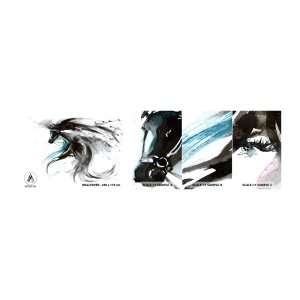 Vzor Fototapety Samolepicí Deluxe Sticker - Cval Černého knížete - Zvířata, Kůň, Grafika - 100x30 cm