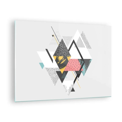Obraz na skle - Abstraktní geometrická kompozice s trojúhelníky a kosočtverci - 70x50cm - Variace na trojúhelník a kosočtverec - Moderní nástěnná dekorace do obývacího pokoje a ložnice ARTTOR