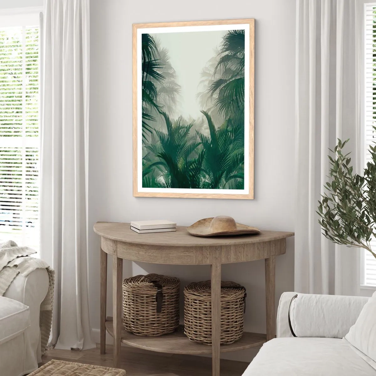 Plakát v rámu světlý dub - Tropická záhada - 50x70 cm