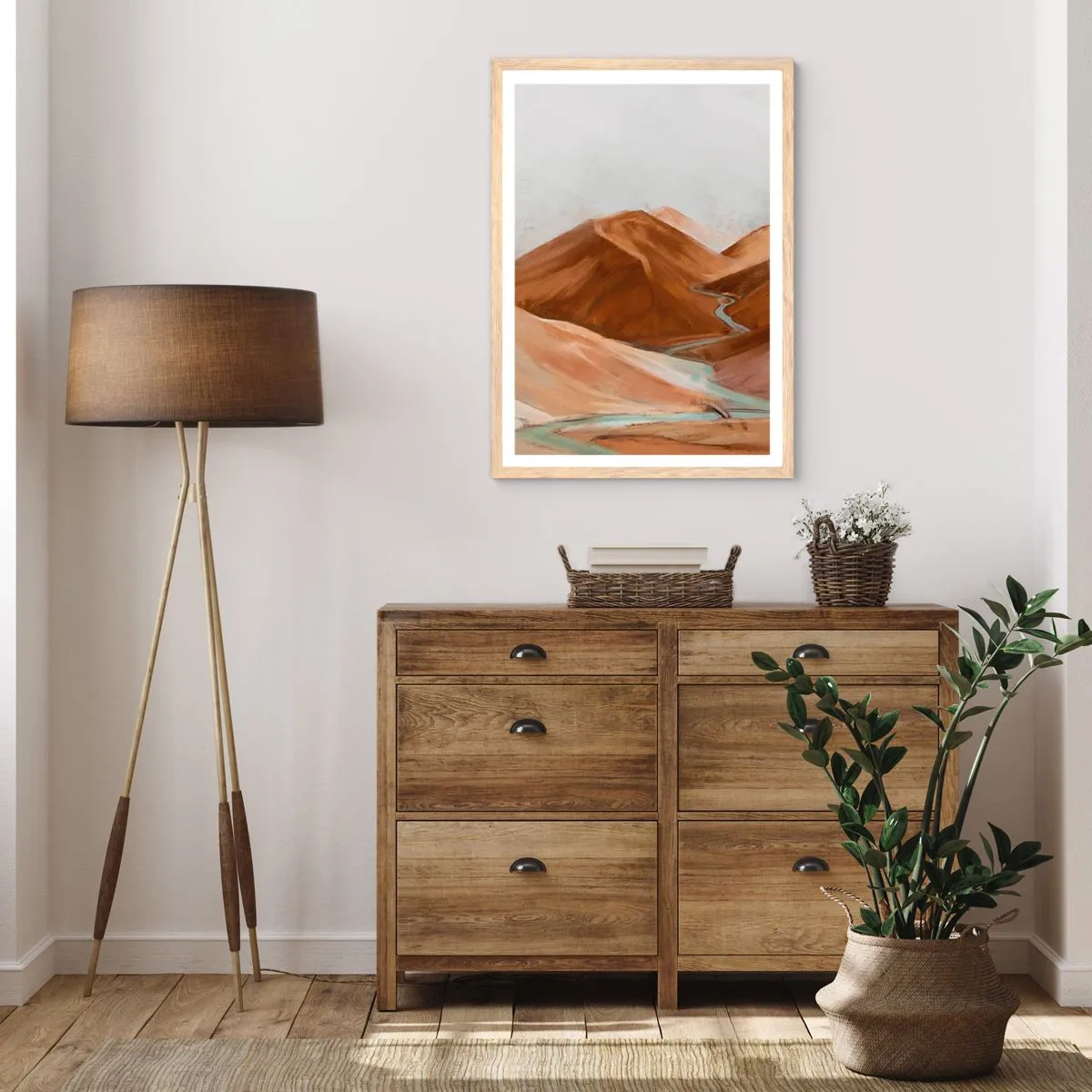 Plakát v rámu světlý dub - K prameni - 50x70 cm