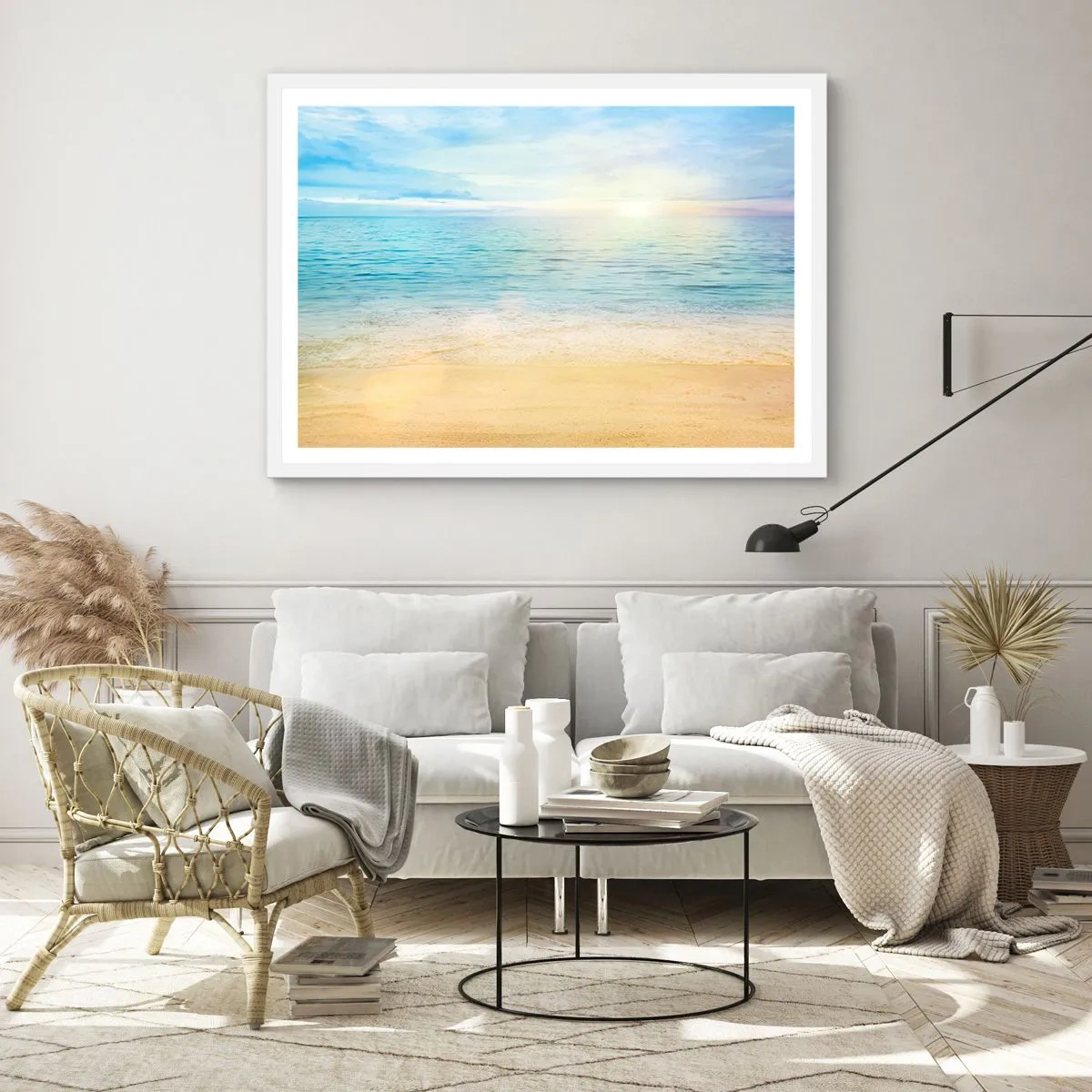 Plakát v bílém rámu - Velká modř - 100x70 cm