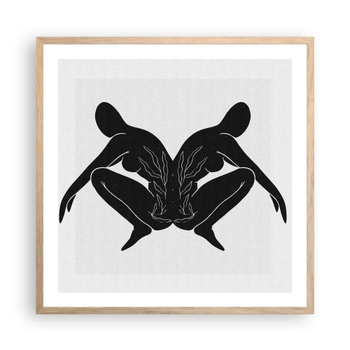 Plakát v rámu světlý dub - Společná duše - 60x60 cm