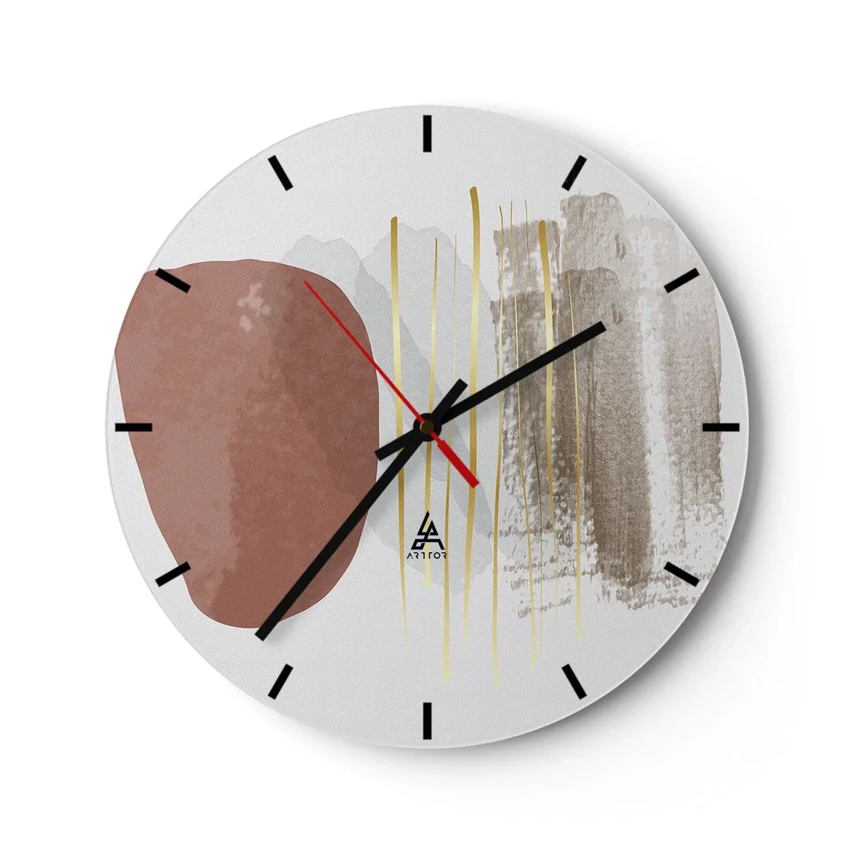 Nástěnné hodiny - Minimalistické abstraktní tvary v béžových a hnědých odstínech - 30x30cm - Abstraktní kolonáda - Moderní nástěnná dekorace do obývacího pokoje, kuchyně a ložnice ARTTOR