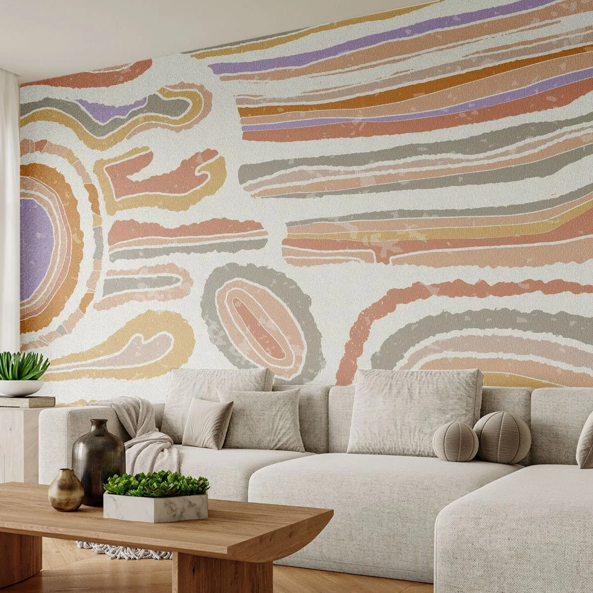 Fototapeta Standard Eco - Barevné průřezy - Pastel, Boho, Minimalistický - 300x210 cm