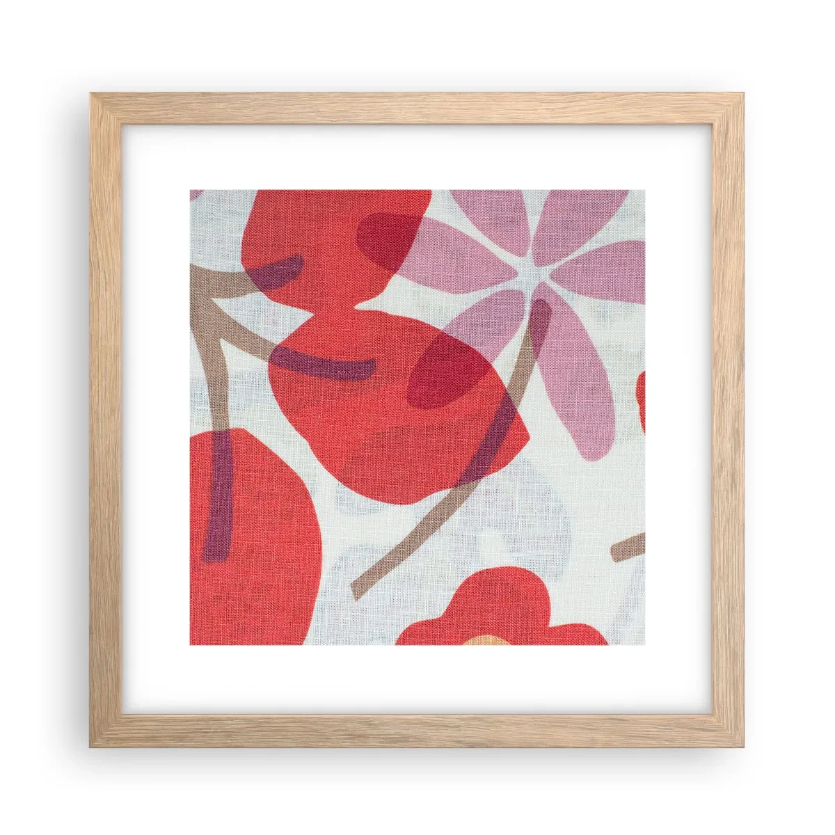 Plakát v rámu světlý dub - Květinová kompozice v růžové - 30x30 cm