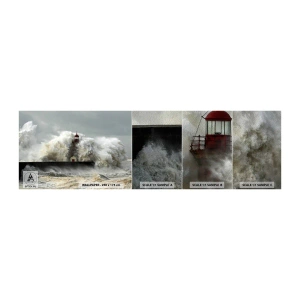 Vzor Fototapety Premium Sand - Hněv oceánu - Krajina, Maják, Bouřka - 100x30 cm