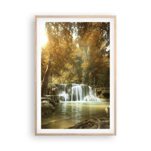 Plakát v rámu světlý dub - Parkový vodopád - 61x91 cm