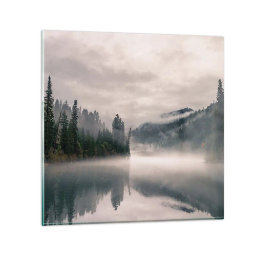 Obraz na skle - V zamyšlení, v mlze - 50x50 cm