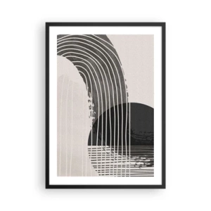 Plakát v černém rámu - Minimalistická abstrakce v černé a bílé - 50x70cm - Tam a zpět - Moderní nástěnná dekorace do obývacího pokoje a ložnice ARTTOR