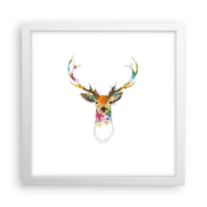 Plakát v bílém rámu - Líbezný jelínek vykoupaný v barvě - 30x30 cm