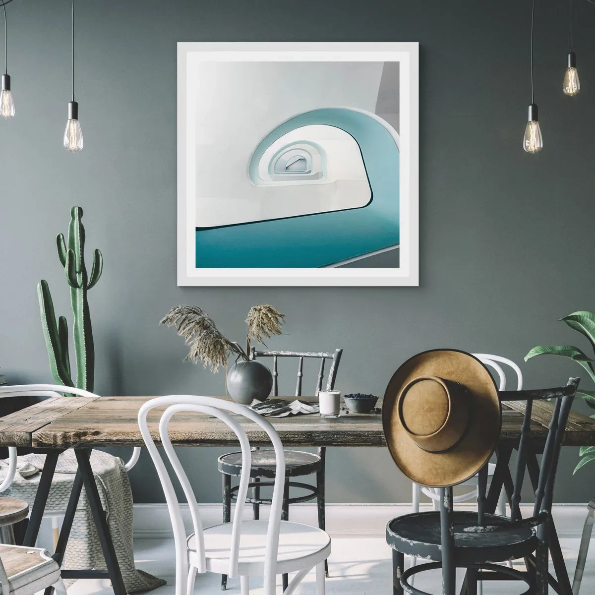 Plakát v bílém rámu - Na dno modré - 30x30 cm