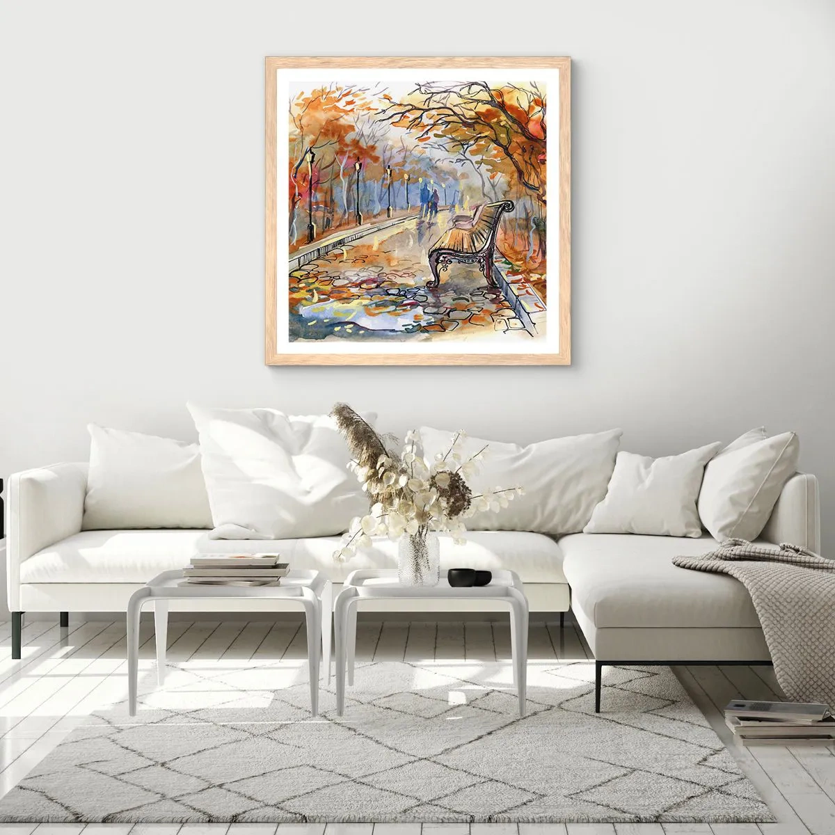 Plakát v rámu světlý dub - Společně putovat podzimem - 60x60 cm