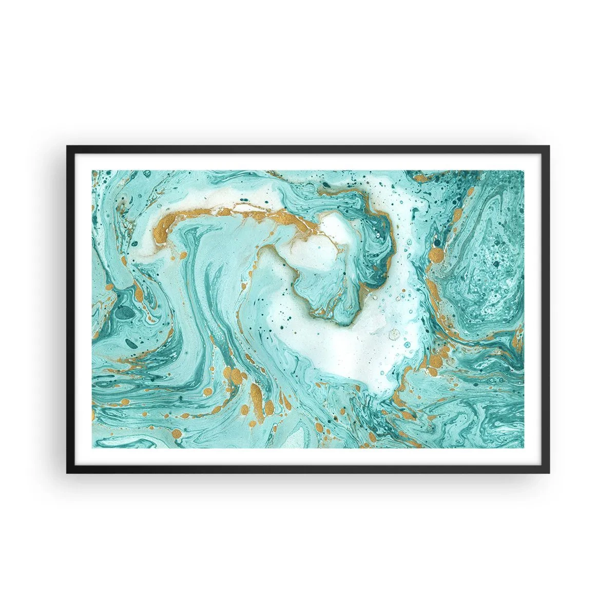 Plakát v černém rámu - Pod velkou vlnou z epochy Edo - 91x61 cm