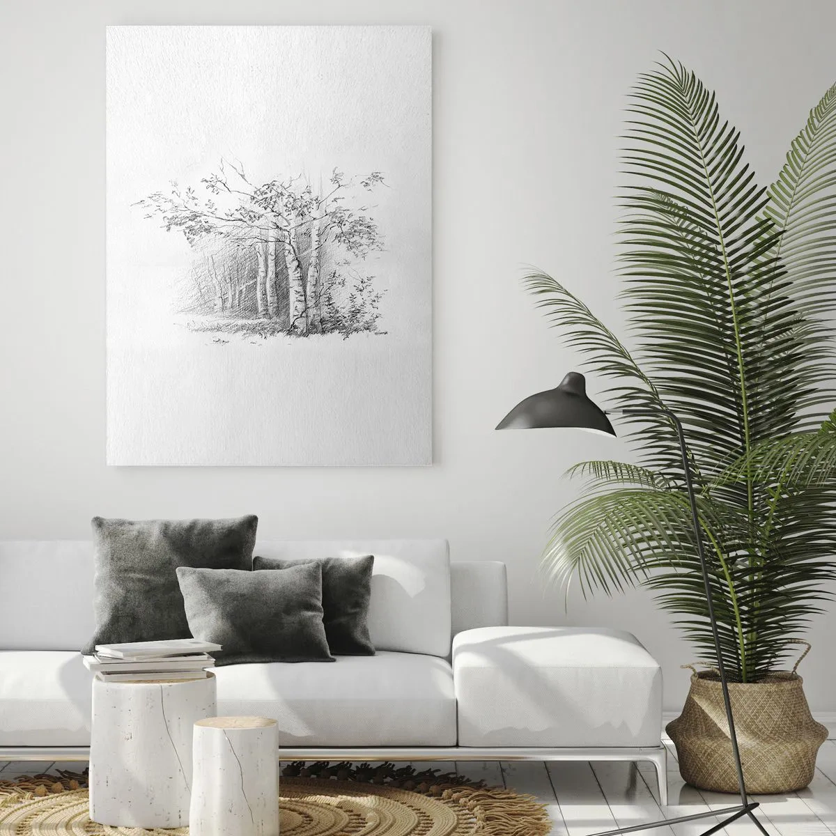 Obraz na skle - Světlo březového lesa - 50x70 cm