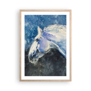 Plakát v rámu světlý dub - Portrét v modré záři - 50x70 cm
