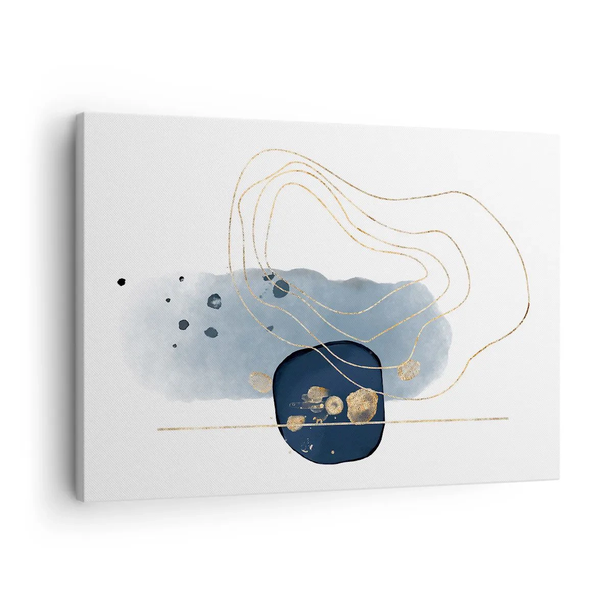 Obraz na plátně - Abstrakce v odstínech modré a zlaté - 70x50cm - Modro-zlatá fantazie - Moderní nástěnná dekorace do obývacího pokoje a ložnice ARTTOR