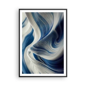 Plakát v černém rámu - Plynulost modré a bílé - 70x100 cm
