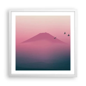 Plakát v bílém rámu - Poutníci nad oblaky - 50x50 cm