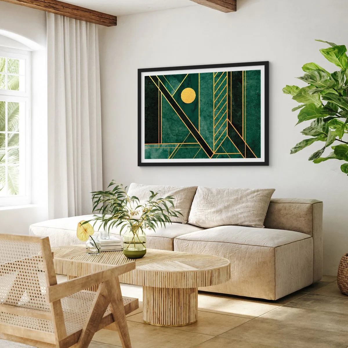 Plakát v černém rámu - Dynamika zlata a lazuritu - 91x61 cm
