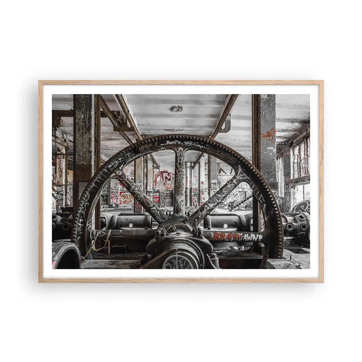 Plakát v rámu světlý dub - Tajný život továrny - 100x70 cm