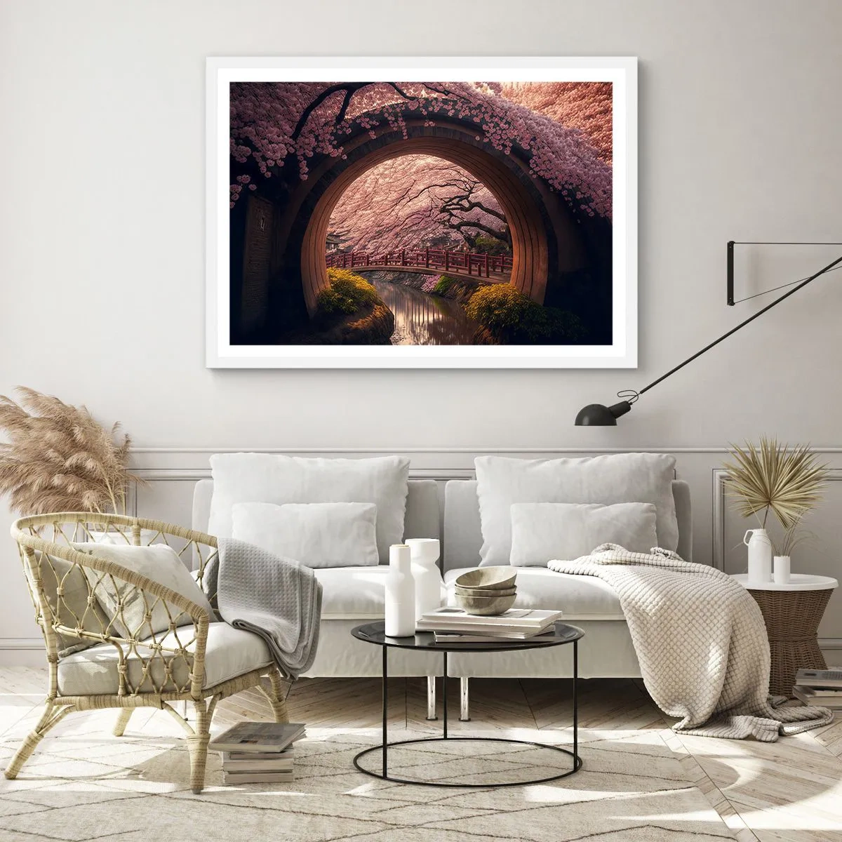 Plakát v bílém rámu - Japonské jaro - 91x61 cm