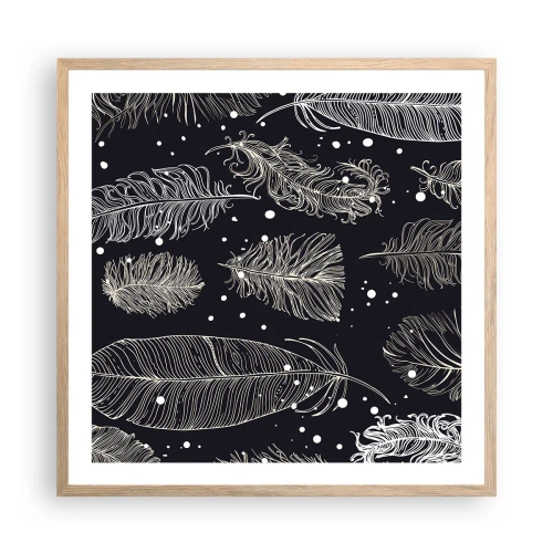 Plakát v rámu světlý dub - Krajka s peřím - 60x60 cm